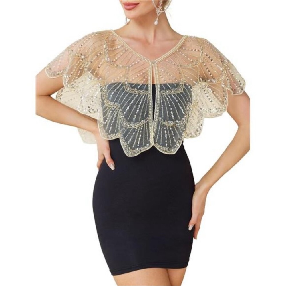 1920s Shawl Wraps for Women, Sequin Beaded Shawls and Wraps for Evening Dresses